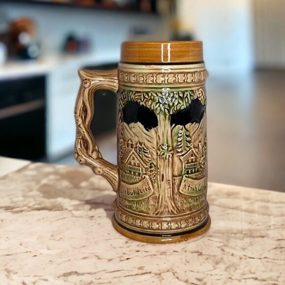 Vintage German Beer Stein Made In Japan 7" Brown Stoneware - Picture 7 of 11